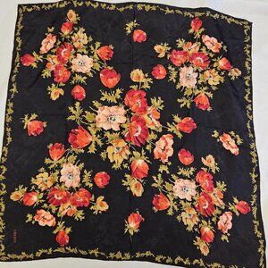 Liberty Silk Scarf - Red Roses on Black - 32" Square